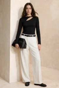 TRENDYOLMİLLA Black Fitted Long Sleeve Window Detailed Soft Knitting Blouse - Image 2