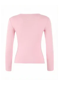 TRENDYOLMİLLA Light Pink Fitted Soft Knitting Blouse with Window Detail - Image 5