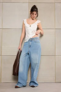 TRENDYOLMİLLA Teen Ecru Fitted Cowl Neck Sleeveless Binding Detailed Lace Knitting Blouse - Image 2