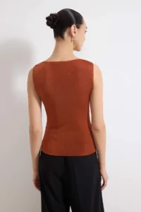TRENDYOLMİLLA Brick Rejection Fitted Off-Shoulder Neck Thick Sleeveless Sleeveless Buzzy Knitting Blouse - Image 4
