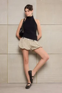 TRENDYOLMİLLA Teen Black Fitted Barbell Neck Shirred Paper Touch Knitting Blouse - Image 2
