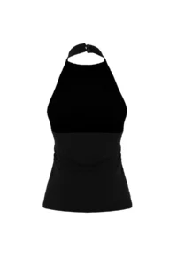 TRENDYOLMİLLA Teen Black Fitted Barbell Neck Shirred Paper Touch Knitting Blouse - Image 7