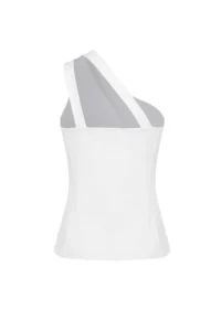 TRENDYOLMİLLA Ecru Fitted Asymmetric Collar Sleeveless buttoned Scuba Crepe Knitting Blouse - Image 2