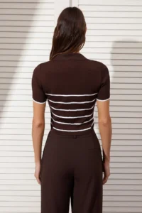 TRENDYOLMİLLA Brown-Stone 2 Sets Paket Striped Basic  Knitwear Thin Blouse - Image 5