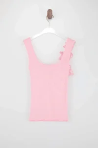 TRENDYOLMİLLA Pink Square Neck Floral Detailed Fitted Knitwear Thin Blouse - Image 3