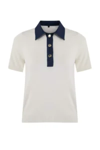TRENDYOLMİLLA Ecru denim Garnili Polo Shirt Collar Knitwear Blouse - Image 5