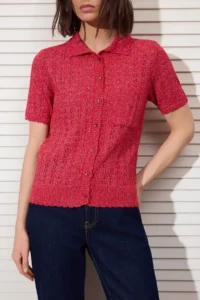 TRENDYOLMİLLA Rejection Cotton Blended buttoned Knitwear Blouse - Image 3