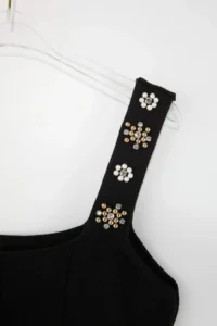 TRENDYOLMİLLA Black Square Neck Stone peplum Knitwear Thin Blouse - Image 6
