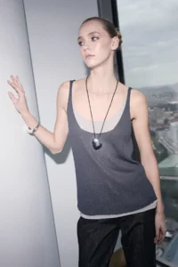 TRENDYOLMİLLA Limited Edition Anthracite Cowl Neck Color Bloklu Knitwear Thin Blouse