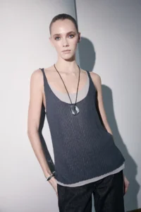 TRENDYOLMİLLA Limited Edition Anthracite Cowl Neck Color Bloklu Knitwear Thin Blouse - Image 2