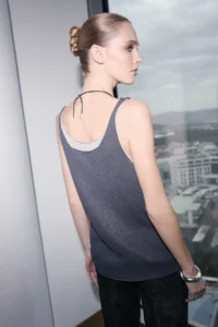 TRENDYOLMİLLA Limited Edition Anthracite Cowl Neck Color Bloklu Knitwear Thin Blouse - Image 3