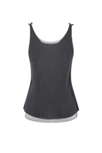 TRENDYOLMİLLA Limited Edition Anthracite Cowl Neck Color Bloklu Knitwear Thin Blouse - Image 5