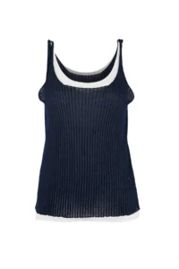 TRENDYOLMİLLA Limited Edition Navy Blue Cowl Neck Color Bloklu Knitwear Thin Blouse - Image 4
