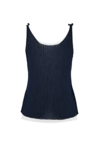 TRENDYOLMİLLA Limited Edition Navy Blue Cowl Neck Color Bloklu Knitwear Thin Blouse - Image 5
