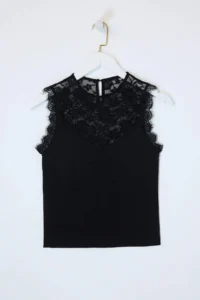 TRENDYOLMİLLA Black Crew Neck Lace Detailed Fitted Knitwear Thin Blouse