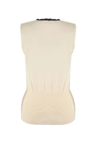 TRENDYOLMİLLA Ecru Summer Color Blocked Special Yarn Fitted Knitwear Thin Blouse - Image 6