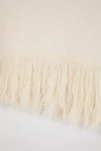 TRENDYOLMİLLA Ecru Crew Neck Tassel Detailed Knitwear Thin Blouse - Image 2
