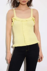 TRENDYOLMİLLA Yellow Cowl Neck Bodysuit hugging Crop  Knitwear Thin Blouse - Image 3