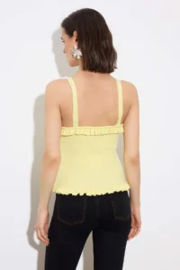 TRENDYOLMİLLA Yellow Cowl Neck Bodysuit hugging Crop  Knitwear Thin Blouse - Image 4