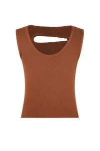 TRENDYOLMİLLA Limited Edition Light Brown Asymmetric Yaka Fitted Knitwear Thin Blouse - Image 6