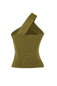 TRENDYOLMİLLA Light Khaki Single Arm Accessory Detailed Fitted Knitwear Thin Blouse - Image 6
