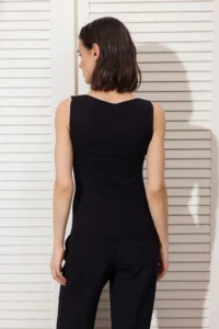 TRENDYOLMİLLA Black Knitwear Boat Neck Stone Detailed Chic Blouse - Image 4