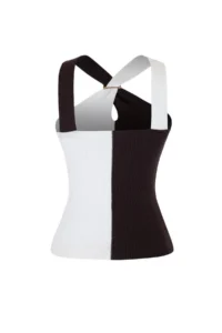 TRENDYOLMİLLA Brown-Ecru Color Bloklu Gold with buckle Bodysuit hugging Knitwear Blouse - Image 2