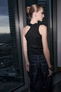 TRENDYOLMİLLA Limited Edition Black Chic Asymmetric Yaka Bodysuit hugging Ribbed Knitwear Blouse - Image 3