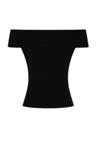 TRENDYOLMİLLA Black Carmen Collar Bodysuit hugging Knitwear Thin Blouse - Image 2