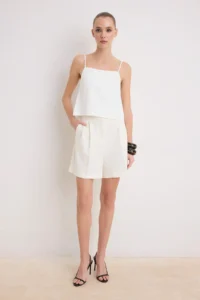 TRENDYOLMİLLA White Lined Weaving Blouse with Button Detail on the Back  Weaving Blouse - Image 2