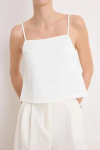 TRENDYOLMİLLA White Lined Weaving Blouse with Button Detail on the Back  Weaving Blouse - Image 4