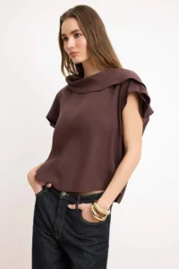 TRENDYOLMİLLA Brown Collar Detailed Weaving Blouse - Image 2