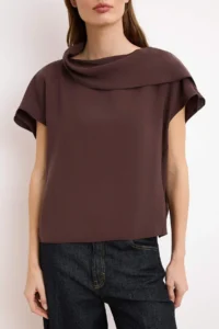 TRENDYOLMİLLA Brown Collar Detailed Weaving Blouse - Image 3