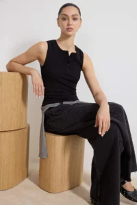 TRENDYOLMİLLA Black Fitted Sleeveless buttoned Crop Ribbed Flexible Knitting Blouse