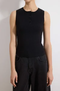 TRENDYOLMİLLA Black Fitted Sleeveless buttoned Crop Ribbed Flexible Knitting Blouse - Image 3