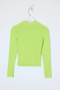 TRENDYOLMİLLA Peanut Green Dog collar Plain Long Sleeve Flexible Knitting Blouse - Image 6