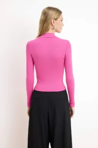 TRENDYOLMİLLA Fuchsia Dog collar Plain Long Sleeve Flexible Knitting Blouse - Image 5