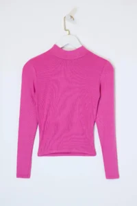 TRENDYOLMİLLA Fuchsia Dog collar Plain Long Sleeve Flexible Knitting Blouse - Image 6