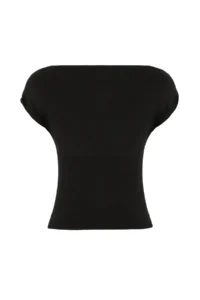 TRENDYOLMİLLA Black Fitted Asymmetric Collar Sleeveless Soft Knitting Blouse - Image 6