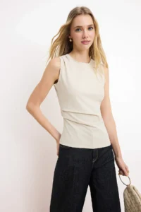 TRENDYOLMİLLA Stone Fitted Sleeveless Paper Touch Knitting Blouse