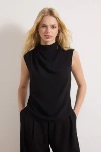 TRENDYOLMİLLA Black Off-Shoulder Neck Chic Weaving Crepe Blouse - Image 2