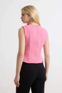 TRENDYOLMİLLA Pink Bow Detailed Weaving Blouse - Image 4