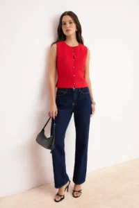 TRENDYOLMİLLA Rejection Button Detailed Front Stitched Weaving Blouse - Image 2