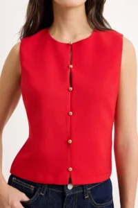 TRENDYOLMİLLA Rejection Button Detailed Front Stitched Weaving Blouse - Image 3