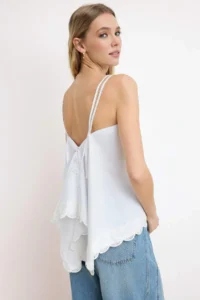 TRENDYOLMİLLA White Size Weaving Blouse with Adjustable Back Embroidery Detail