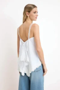 TRENDYOLMİLLA White Size Weaving Blouse with Adjustable Back Embroidery Detail - Image 5