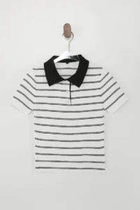 TRENDYOLMİLLA Black Polo Shirt Collar Basic Knitwear Thin Blouse - Image 5