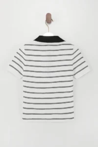 TRENDYOLMİLLA Black Polo Shirt Collar Basic Knitwear Thin Blouse - Image 6