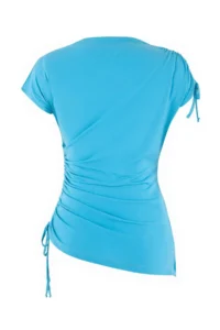 TRENDYOLMİLLA Mavi Fitted Dog collar Drop Sleeve Short Sleeve Shirred Flexible Knitting Blouse - Image 8