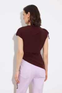 TRENDYOLMİLLA Brown Fitted Dog collar Short Sleeve Shirred Flexible Knitting Blouse - Image 4
